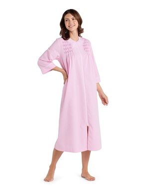 Women's Miss Elaine Essentials Seersucker front Zip Robe Nightgown